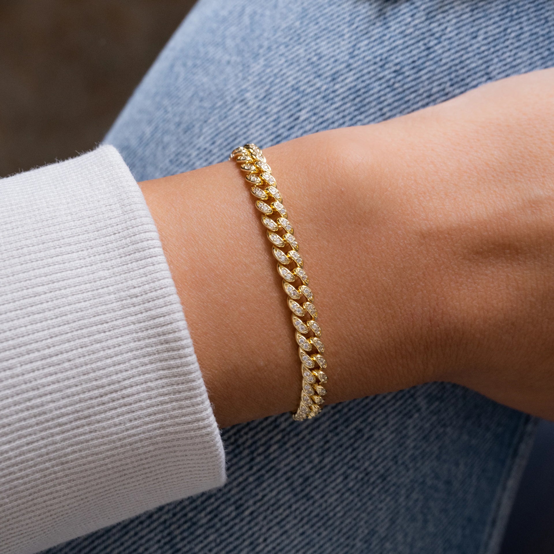 Pavé Chain Link Gold Bracelet