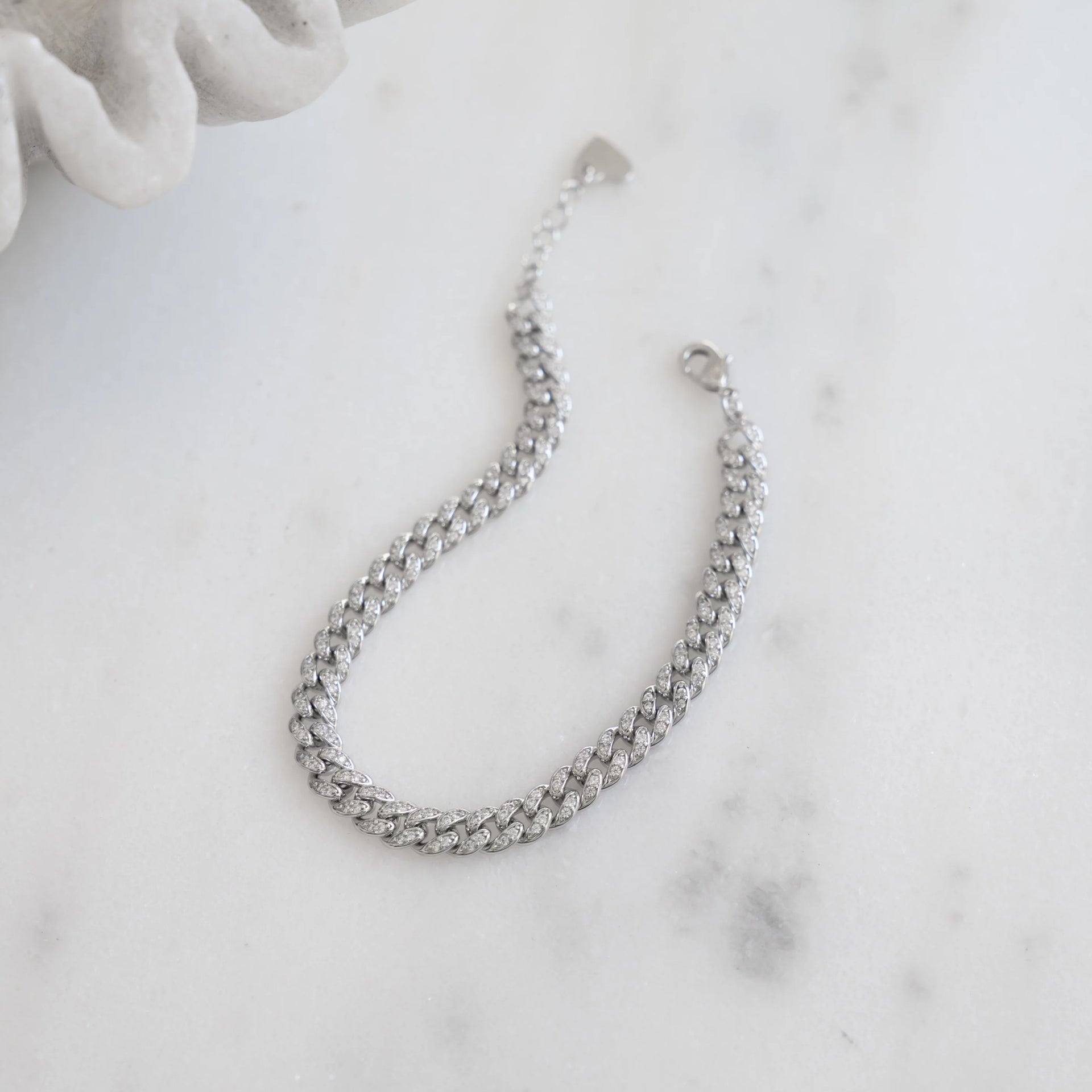 Pavé Chain Link Silver Bracelet